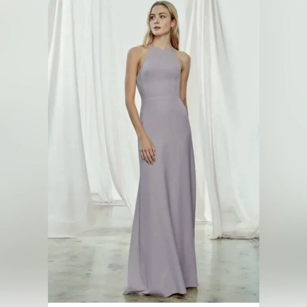 Amsale Emma Bridesmaid Prom Dress Mauve Size 12 - Picture 3 of 16